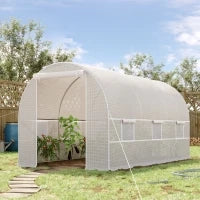 Serra da Giardino a Tunnel 4x2x2m con Struttura in Acciaio e Telo in Polietilene Bianco