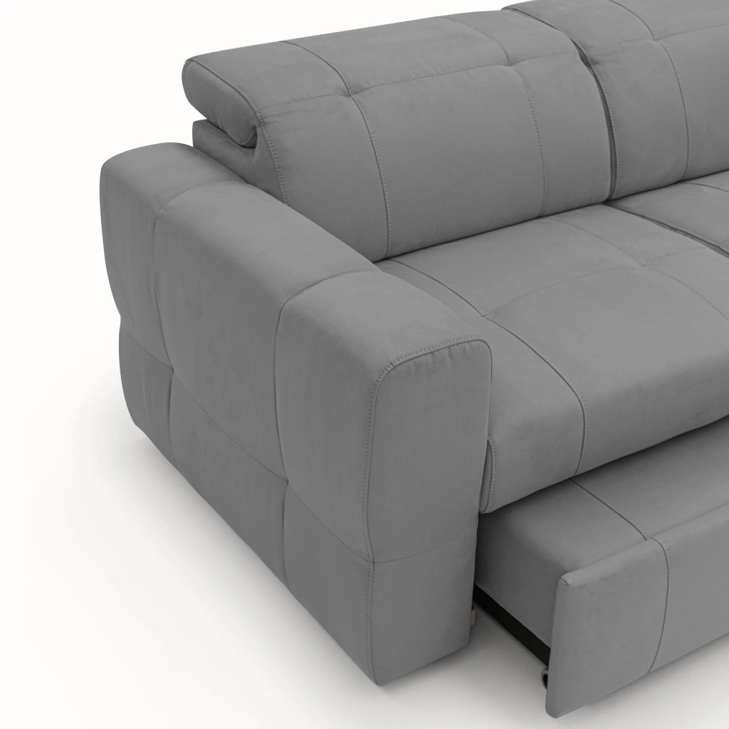 Kronos Divano con estraibile e poggiatesta reclinabili in morbida microfibra impermeabile T11 193 cm grigio