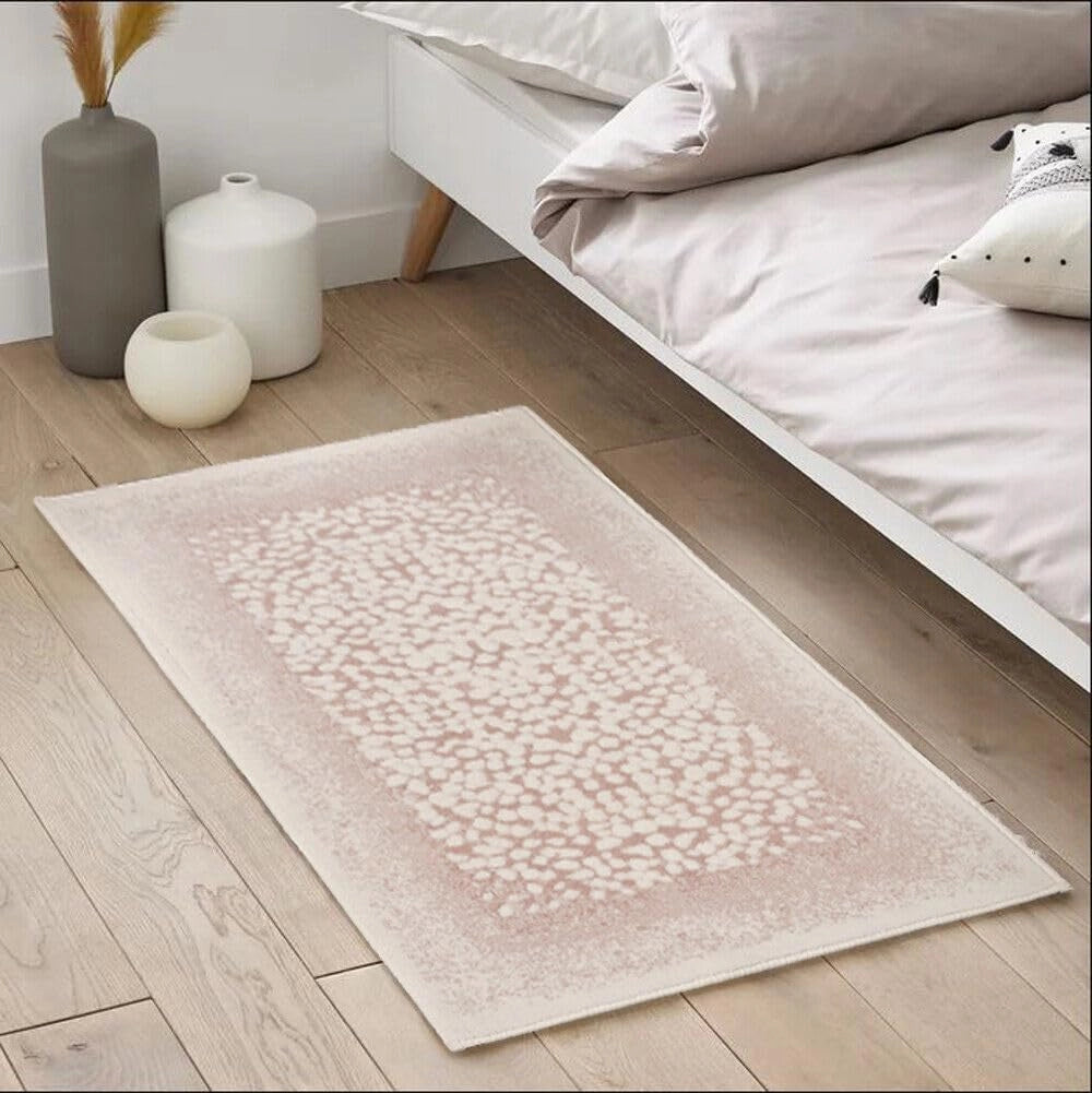 Tappeto Bagno Vintage Camera Scendiletto 60x100 Cm Morbido Cotone Assorbente Antiscivolo Rosa