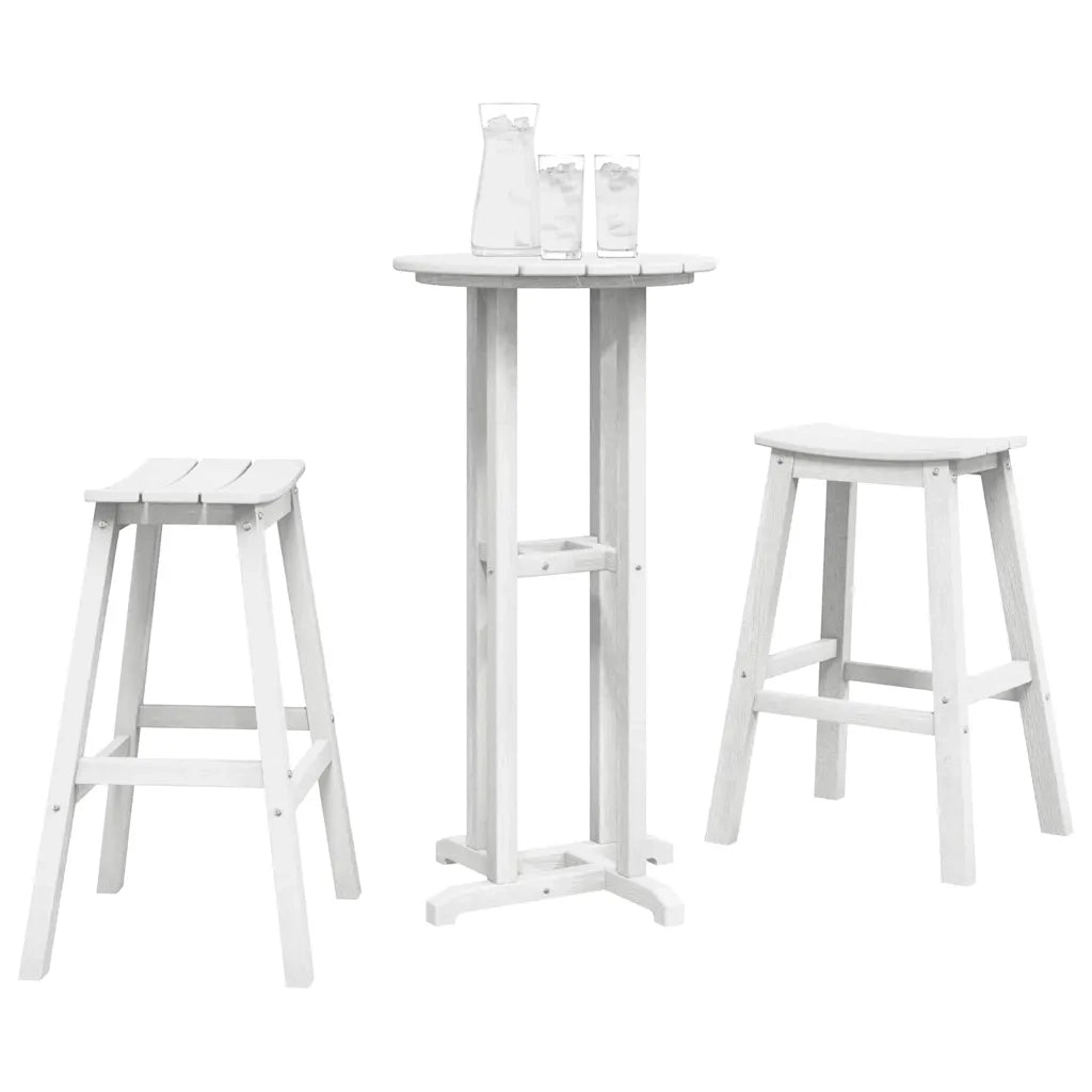 Set Bar da Giardino 3 pz | Set Salotto da Giardino Bianco HDPE