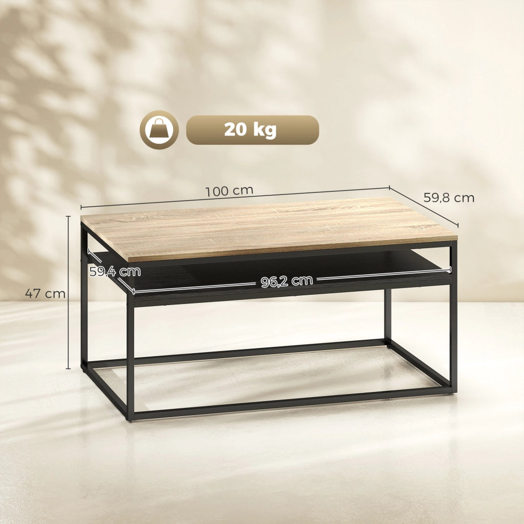 Tavolino da caff¨¨ con ripiano ¨C Xylo ¨C stile industriale moderno legno effetto rovere 100x59x47cm