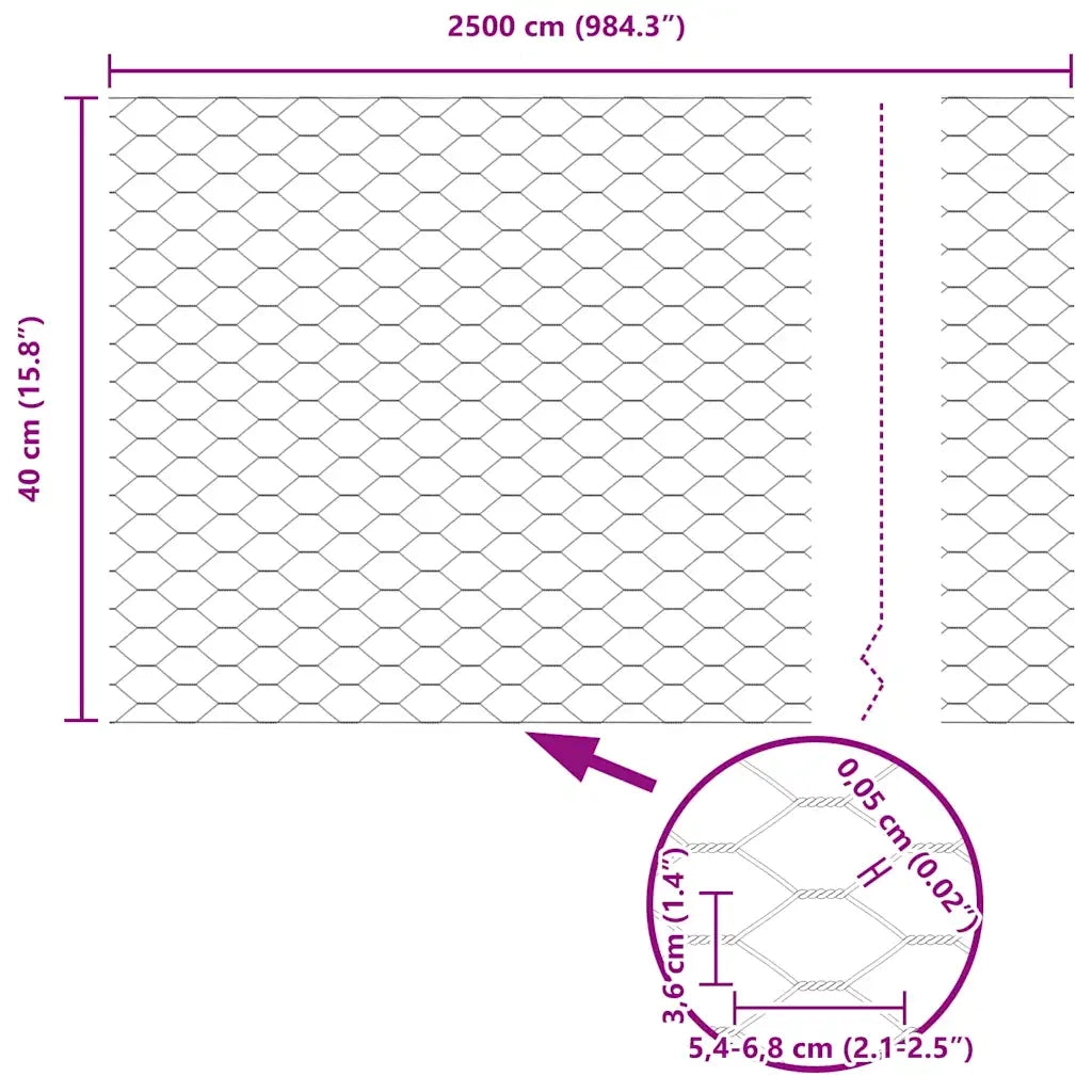 Recinzione Esagonale Argento 0,4 x 25 m Acciaio zincato 42005663