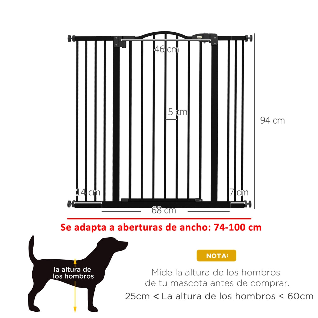 Cancelletto per Cani Regolabile 76-104 cm ¨C Xylo ¨C Nero con 2 Estensioni