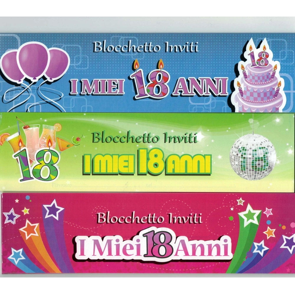 Trade Shop - 20 Invito Inviti In Carta 16x7 Cm Biglietto Biglietti Per Party Festa 18 Anni -