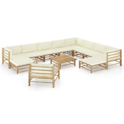 Set Divani da Giardino 12 pz con Cuscini Bianco Crema in BambÃ¹ cod mxl 39992
