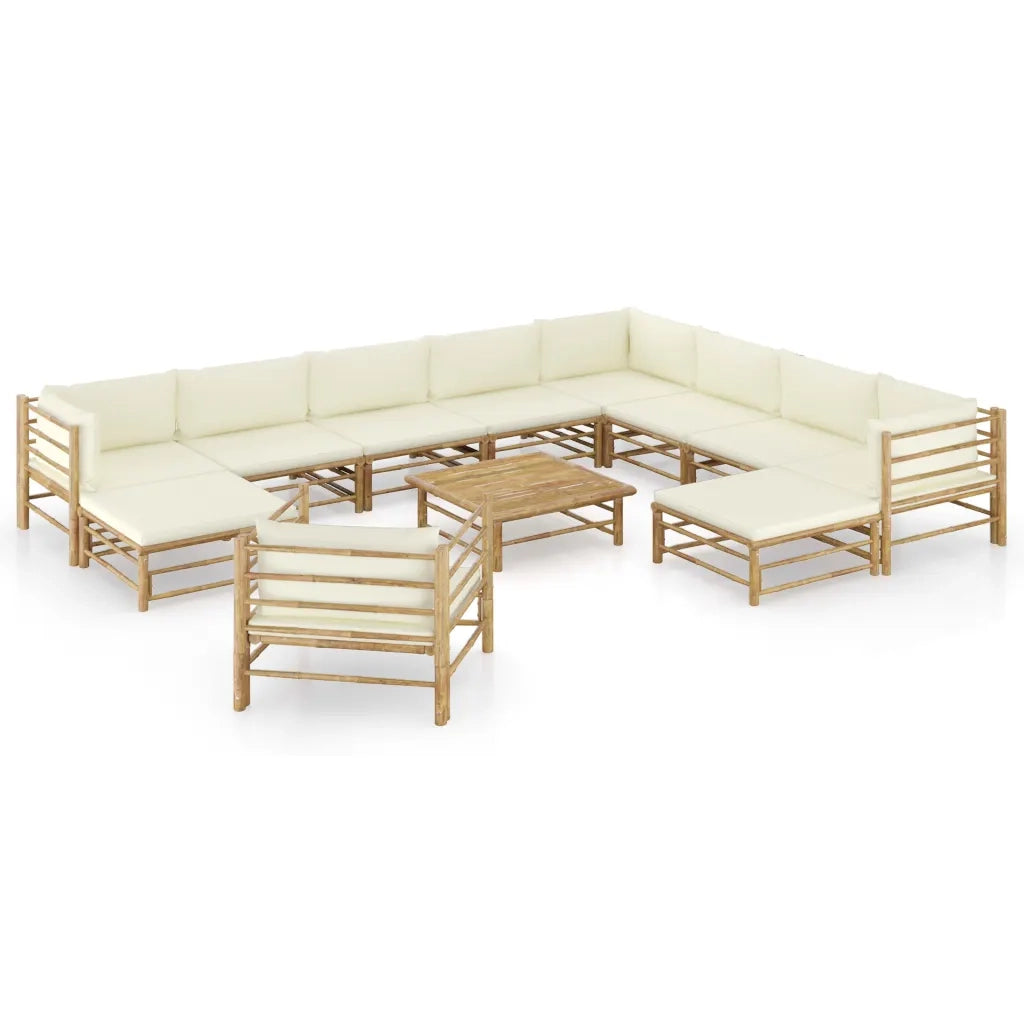 Set Divani da Giardino 12 pz con Cuscini Bianco Crema in BambÃ¹ cod mxl 39992
