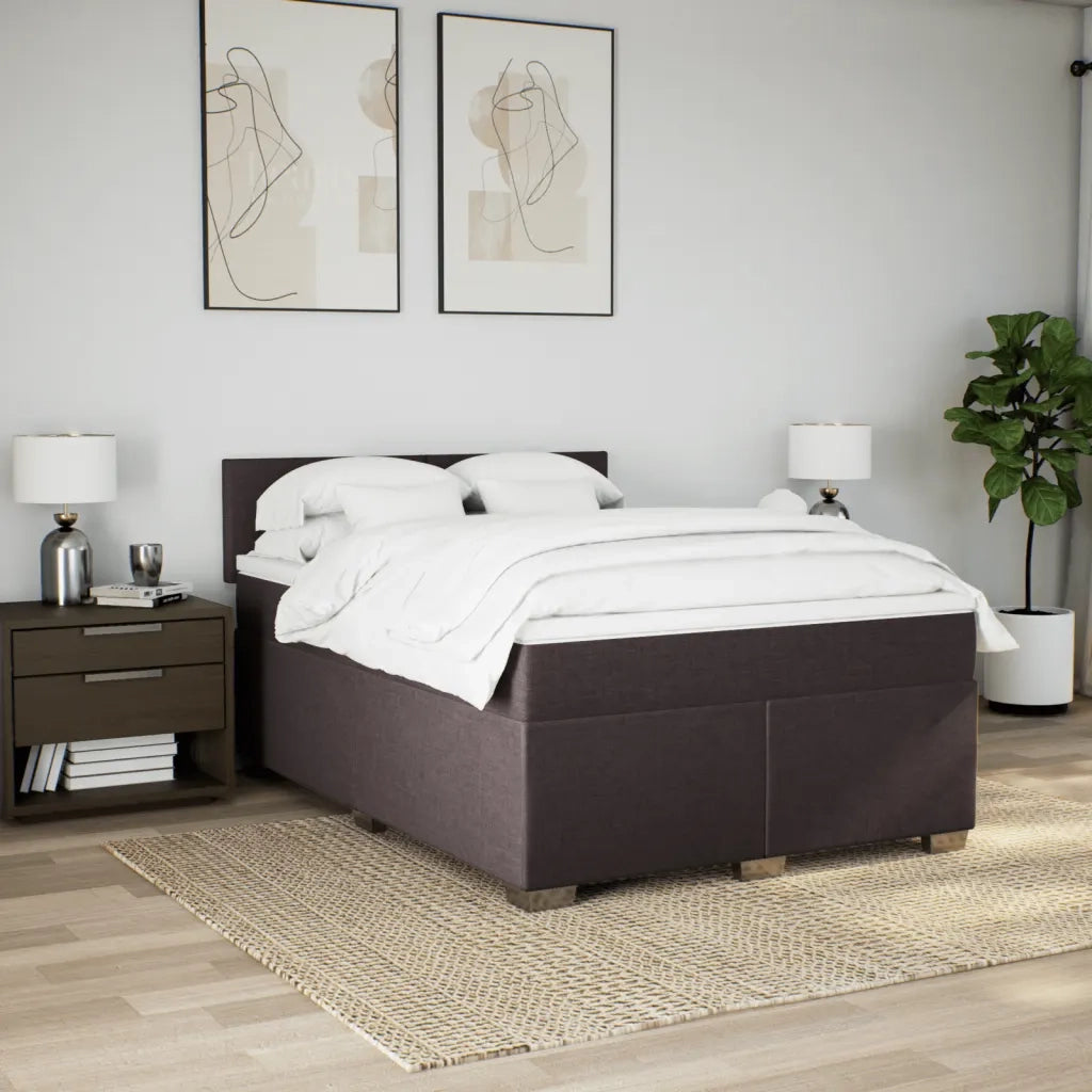 Giroletto a Molle con Materasso Marrone Scuro 140x200cm Tessuto