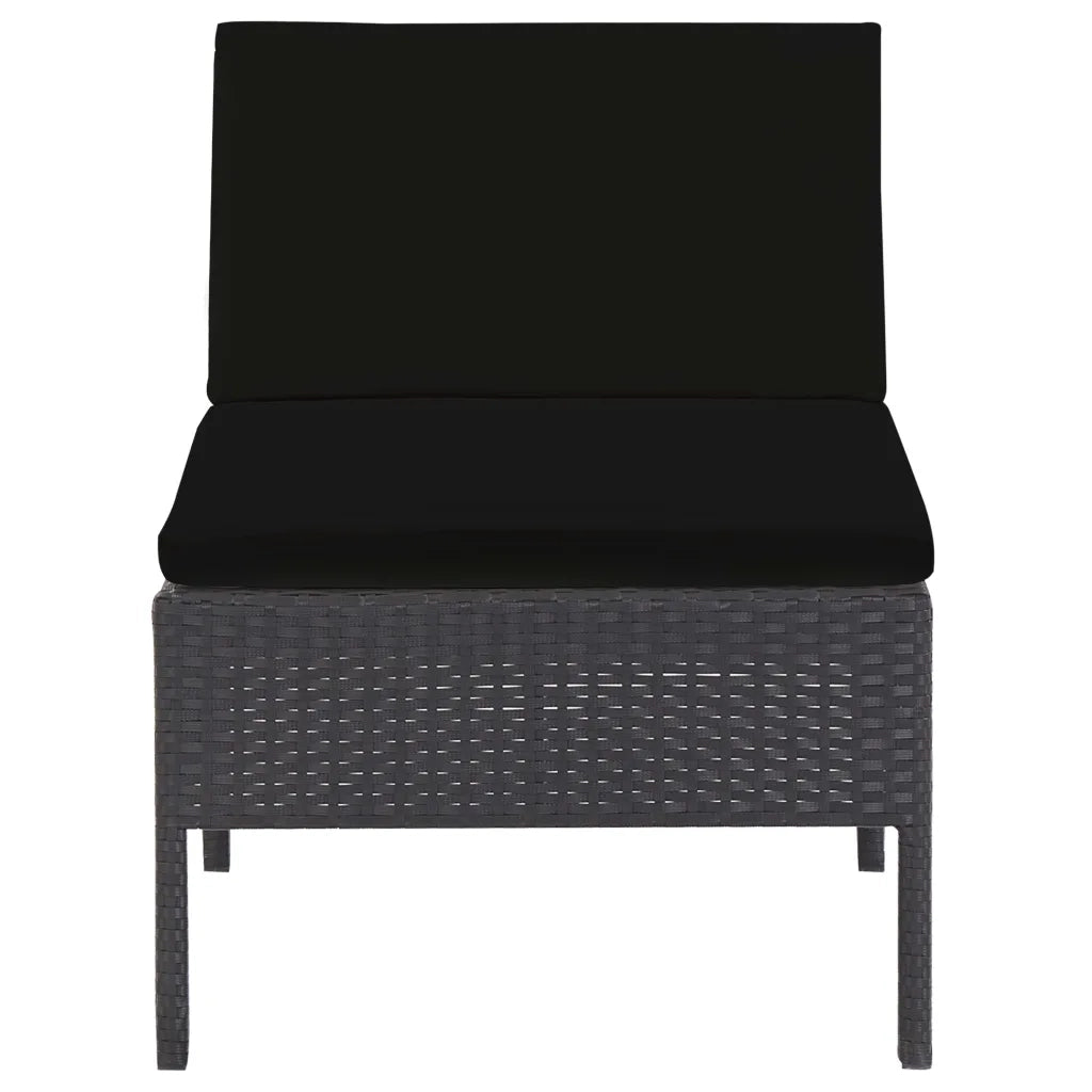 Set Divani da Giardino 5 pz con Cuscini in Polyrattan Nero cod mxl 35514