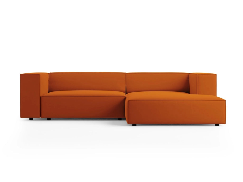 Cosmopolitan Design - Divano angolare destro "Arendal" 3 posti in velluto terracotta 