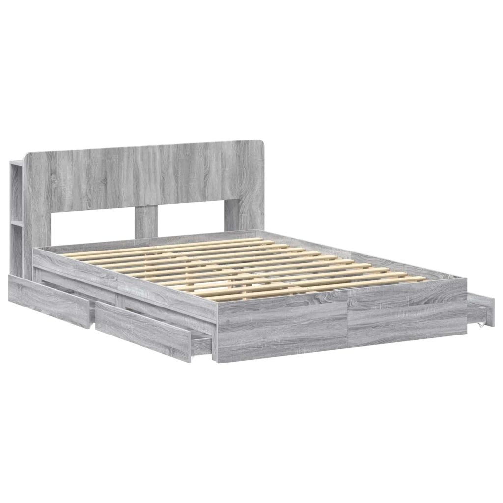 Telaio del letto con storage Sonoma grigio 160 x 200 cm 3433595