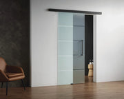 Porta scorrevole in vetro temperato 8 mm 85 cm - nero