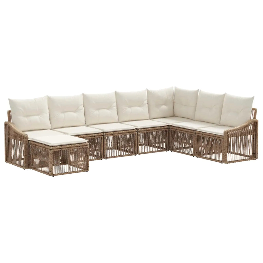 Set Divano da Giardino 8 pcs Beige polyrattan 3436098