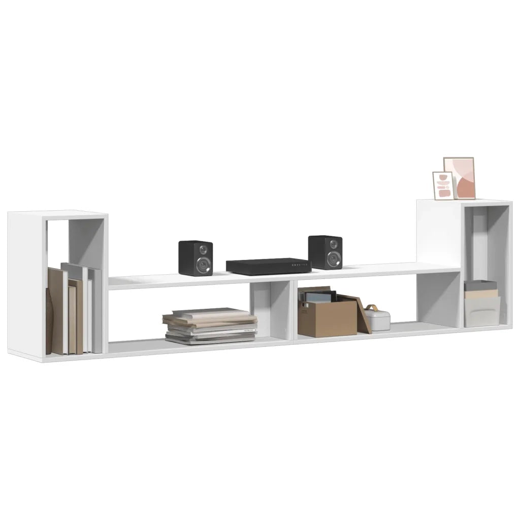 Mobili TV a Parete 2pz Bianchi 100x30x50cm in Legno Multistrato 840793