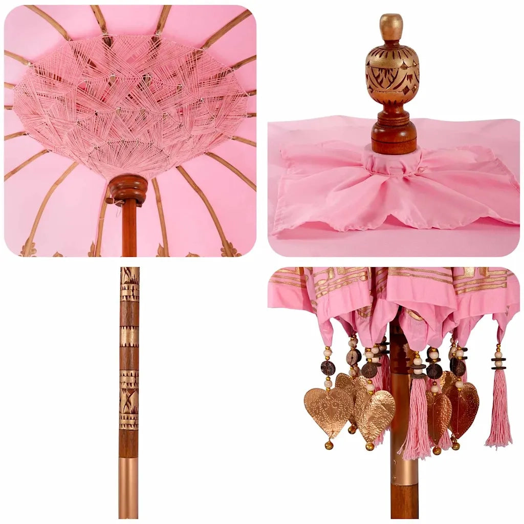 Parasol Balinese Rosa 180-190 cm Cotone, legno massello