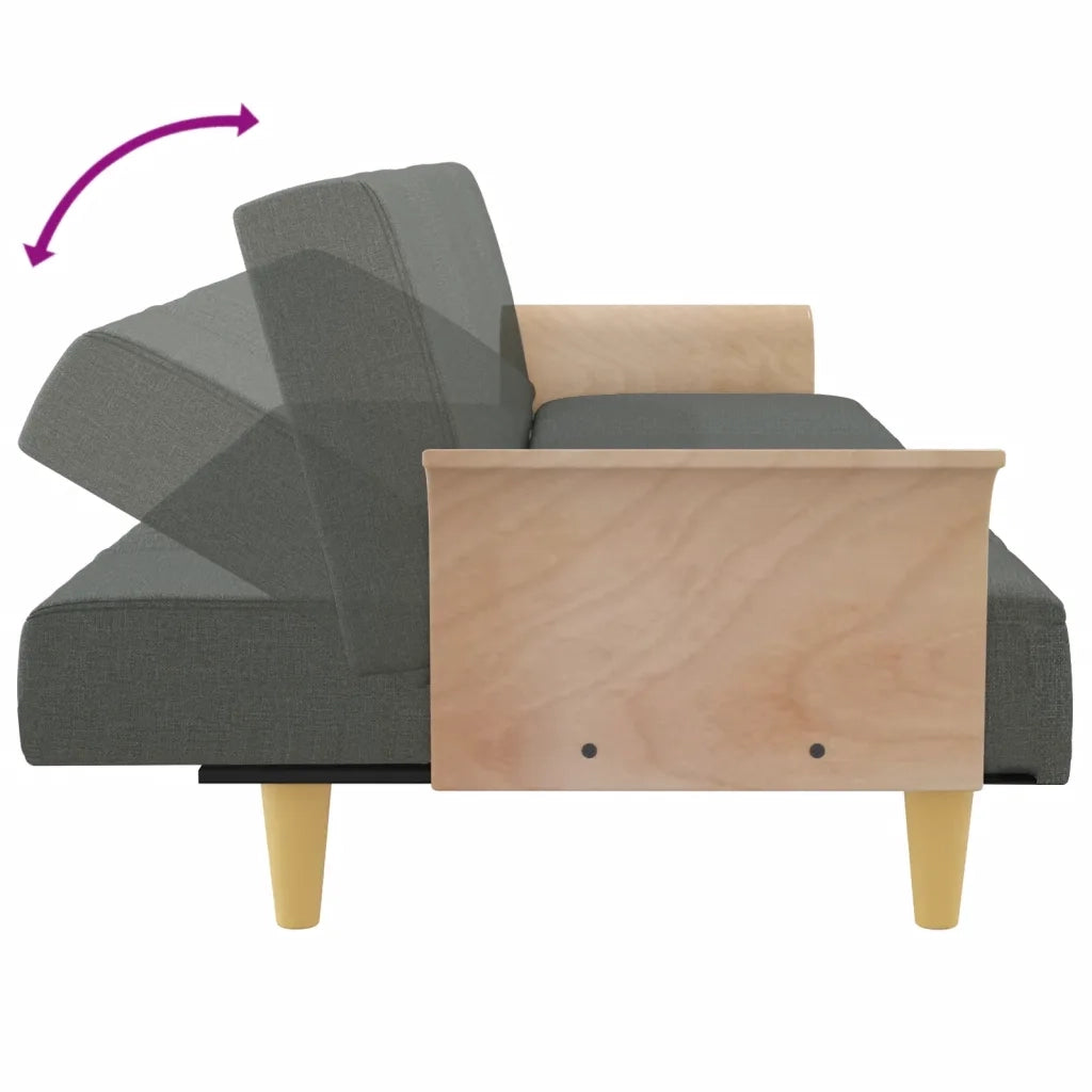 Divano Letto con Braccioli-Sofa Letto-Daybed Grigio Scuro in Tessuto 806609
