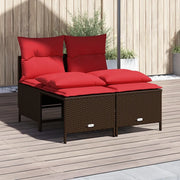 Set Divani da Giardino 4 pz con Cuscini Marrone in Polyrattan 368377