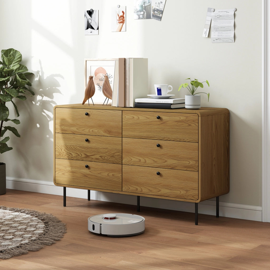 Cassettiera 6 cassetti mobile contenitore stile moderno ¨C Minimal ¨C 120x40x75 effetto legno quercia