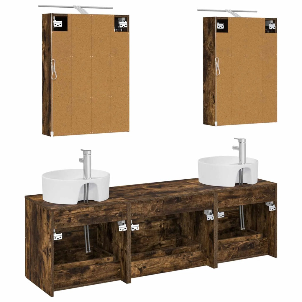 Set di mobili per il bagno 5 pcs Rovere Fumo 3406883