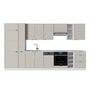 Cucina componibile Fame-Line GrigioBeige/Bianco 355 cm, PL Marmo Vicco