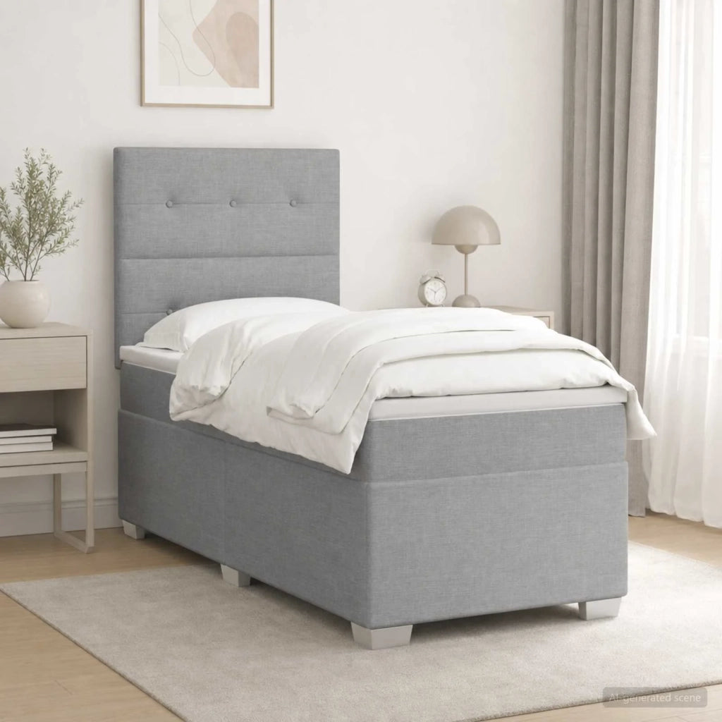 Letto box spring con materasso Grigio Chiaro Singolo Tessuto 3453502