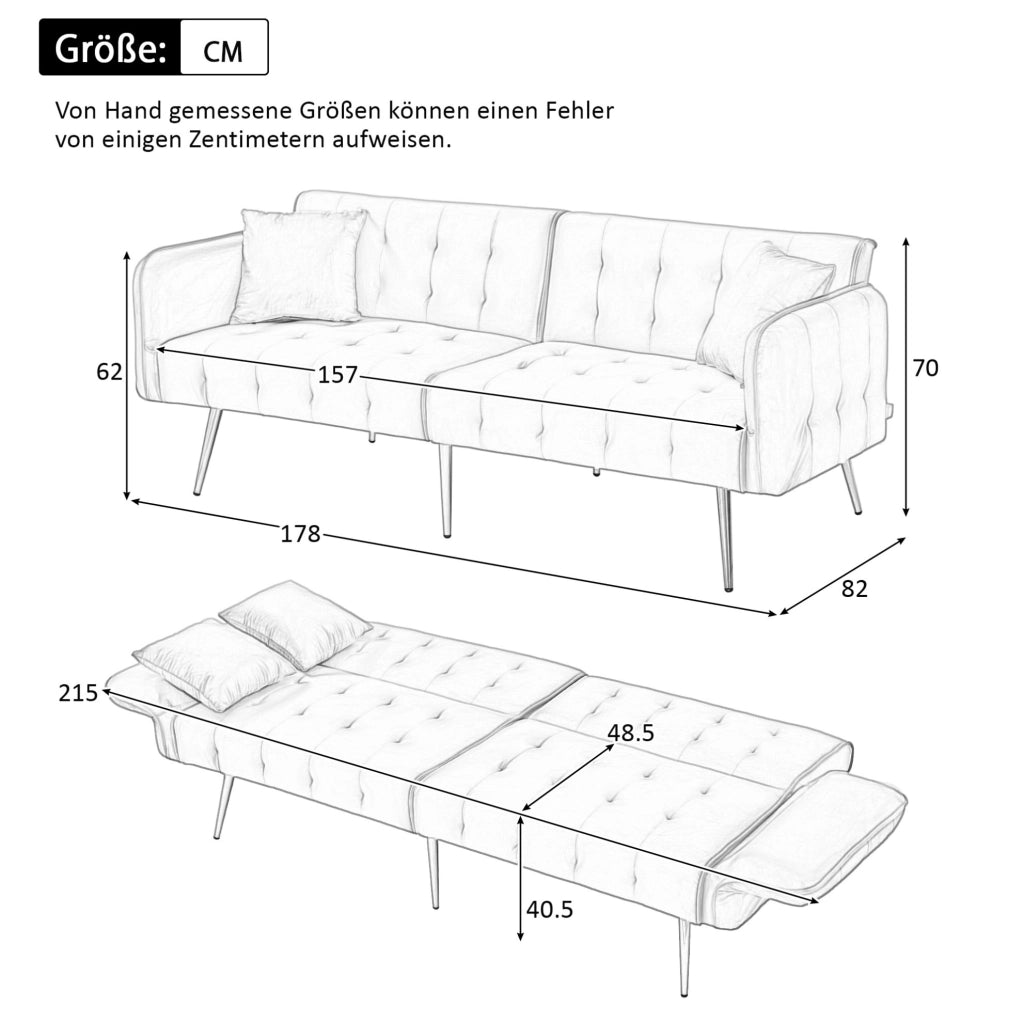 Divano letto 2 posti con schienale e braccioli regolabili; 215x81;5 cm; velluto bianco antico