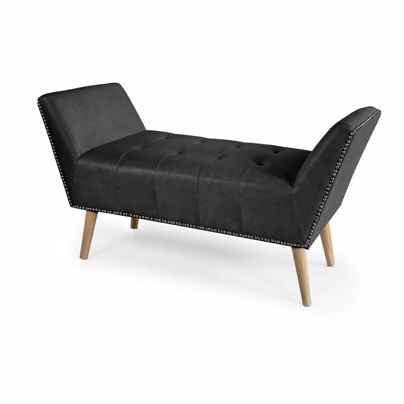PANCA IN SIMILPELLE CON GAMBE IN LEGNO 117 X 40 X 60 CM IN COLORE NERO