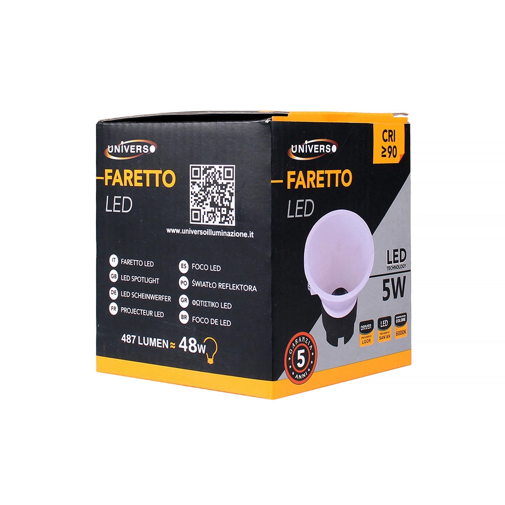 FARETTO LED DA INCASSO 5W ALTA LUMINOSITA' DESIGN MODERNO TONDO IN ALLUMINIO BIANCO - ILLUMINAZIONE EFFICIENTE PER INTERNI