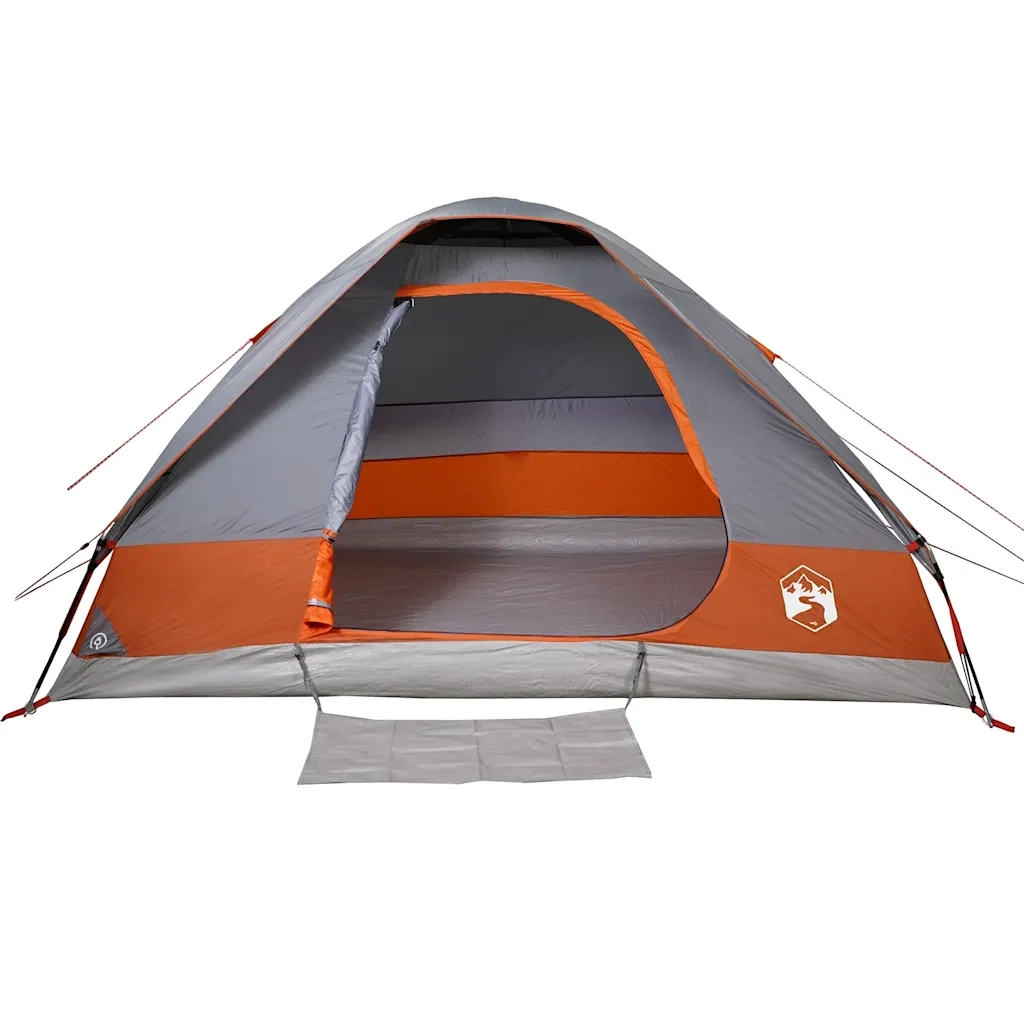 Tenda da Campeggio a Cupola 4 Persone-Tenda per Escursionismo Grigio e Arancione 624610
