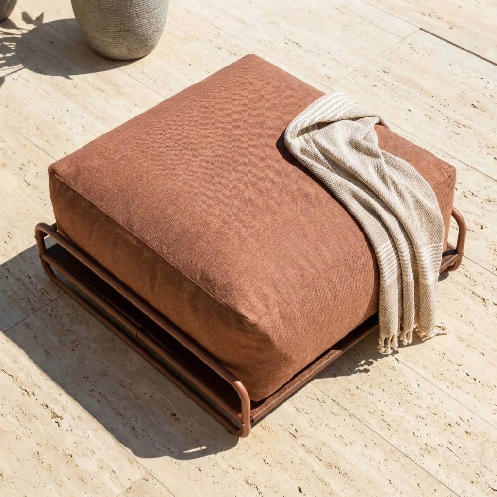 Oviala - Pouf per arredo giardino modulare con struttura color terracotta