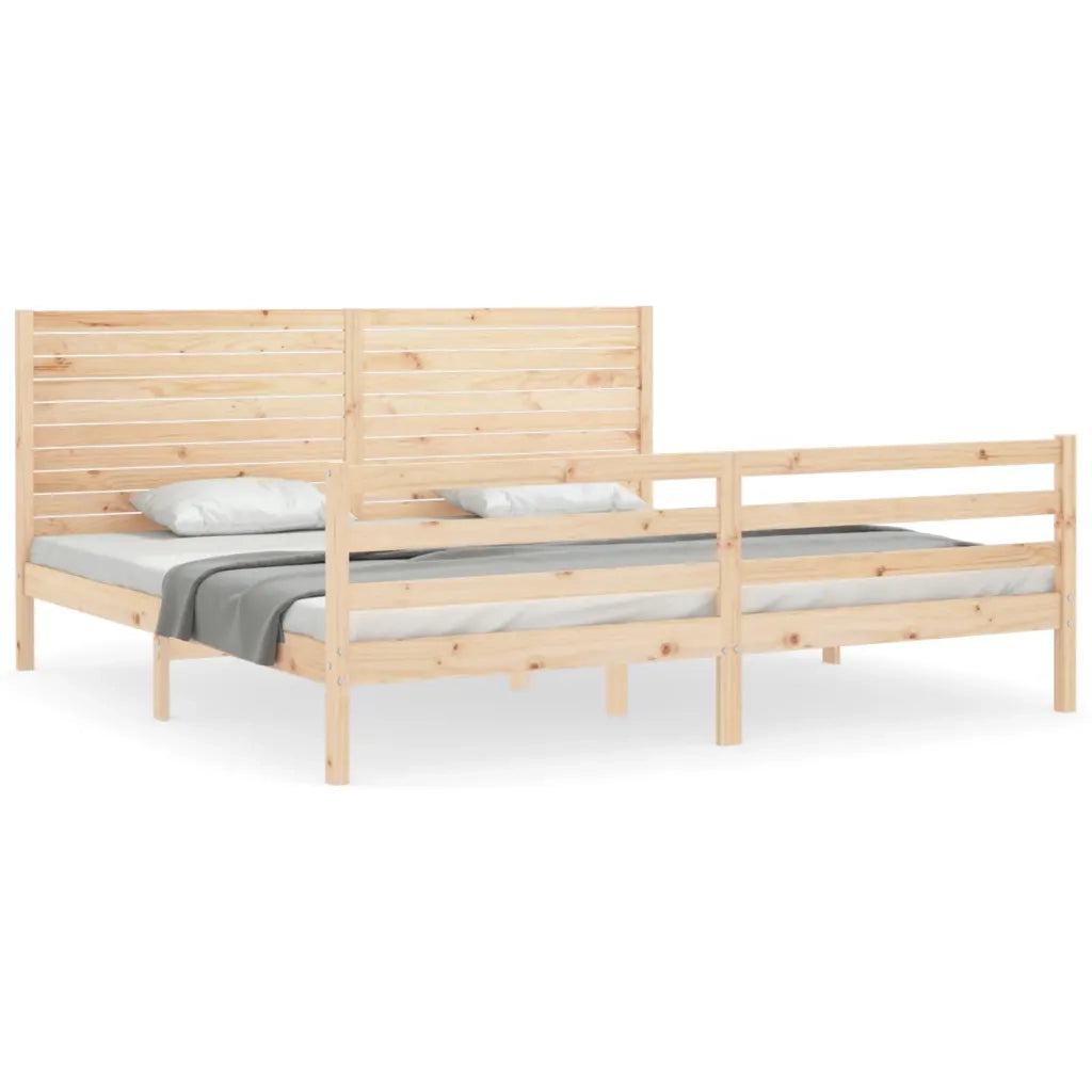 Giroletto con Testiera Super King Size-Struttura Letto in Legno Massello 854393