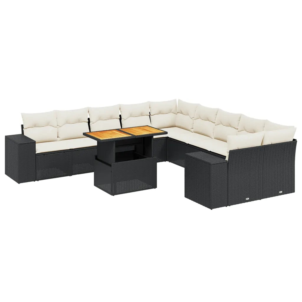 Set Divani da Giardino 11 pz con Cuscini in Polyrattan Nero 3272827