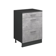 Mobile per mansarda Rion Calcestruzzo/Antracite 60 x 83.8 cm senza inclinazione con 3 cassetti Vicco