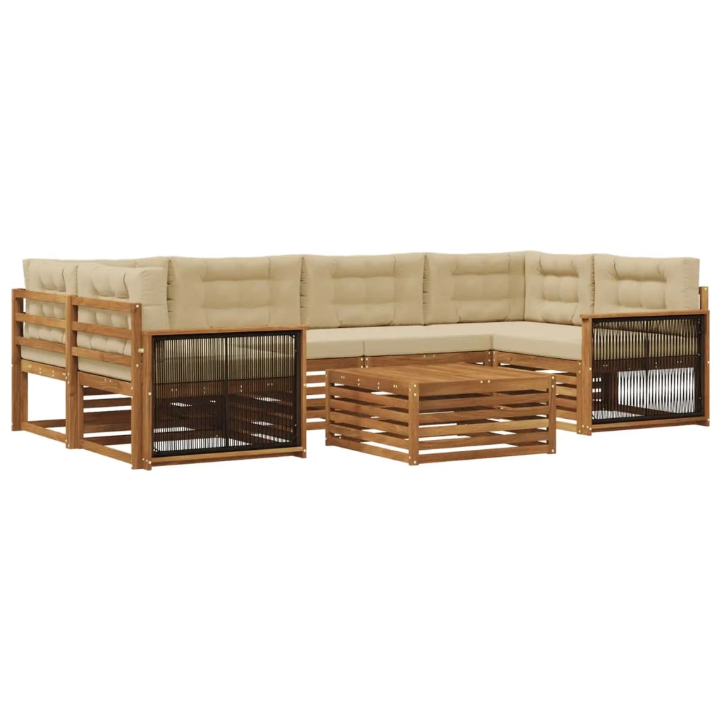 Set di divani da esterno 7 pz Naturale e Beige 3383086