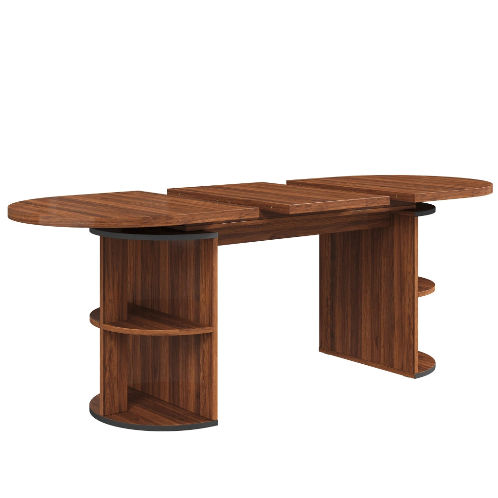 Tavolo da Pranzo Allungabile con Vano Contenitore ¨C MINIMAL ¨C MDF, Marrone Scuro, Salvaspazio