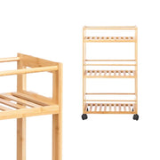 Carrello Bagno Legno Bambù 20x44.5 H75cm Slim 4Ruote Legno Naturale Salvaspazio