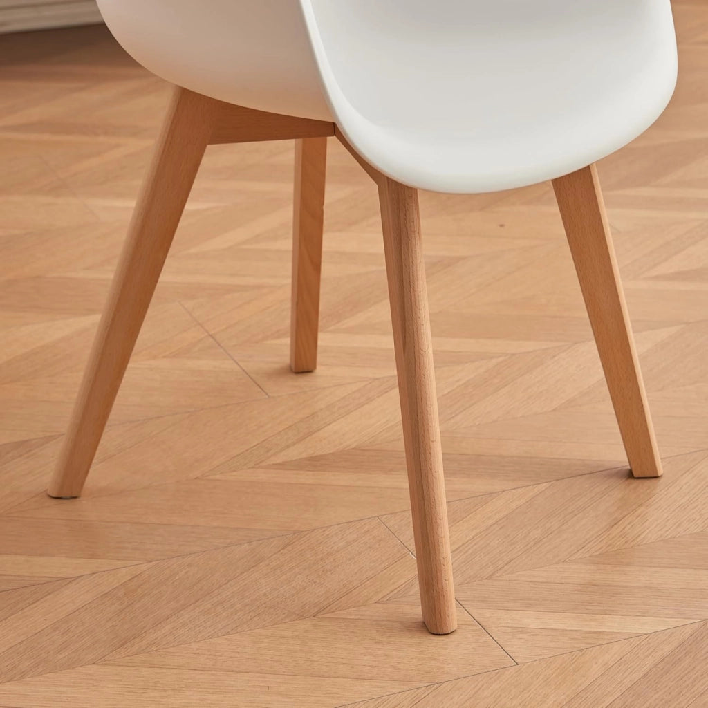 GrandCA HOME Set di 2 Sedie da Sala da Pranzo Sedie da Salotto con Schienale in PP e Bacrest, Poltrone d'accento con Gambe in Legno Massello di Faggio, Bianco