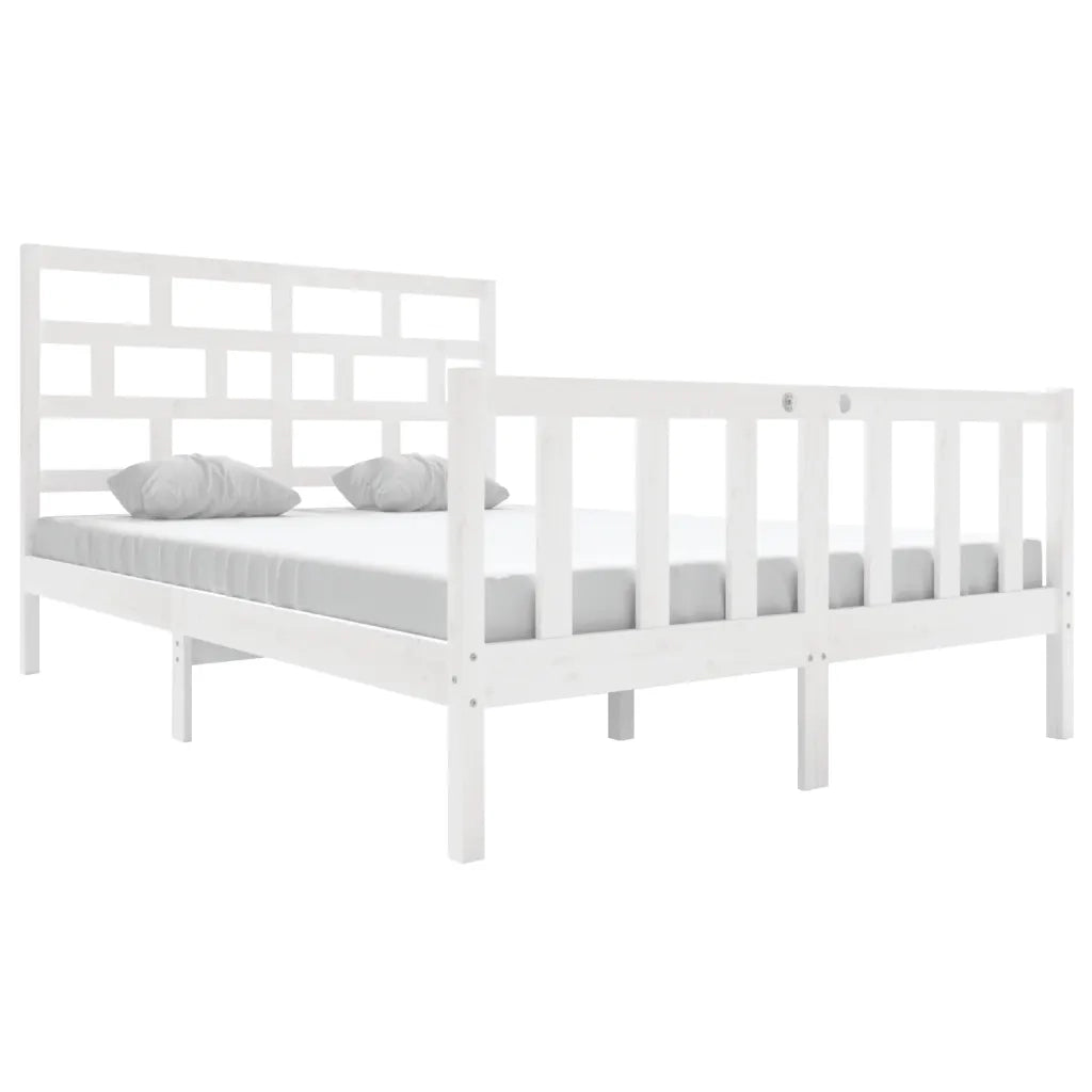 Giroletto-Struttura Letto Bianco in Legno Massello di Pino 120x200 cm 140031