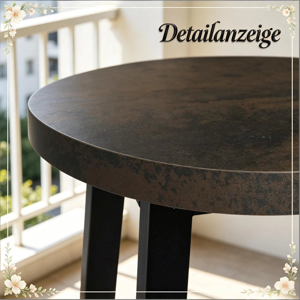 Sgabello da bar set di 2 con poggiapiedi in MDF e metallo Nero e Ruggine