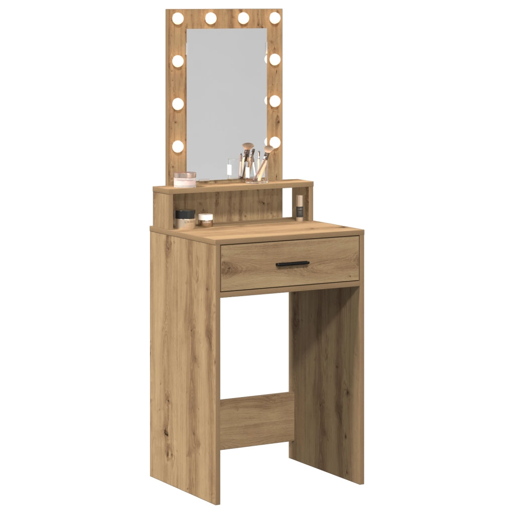 Toeletta con Luci LED Rovere 50x41x140 cm