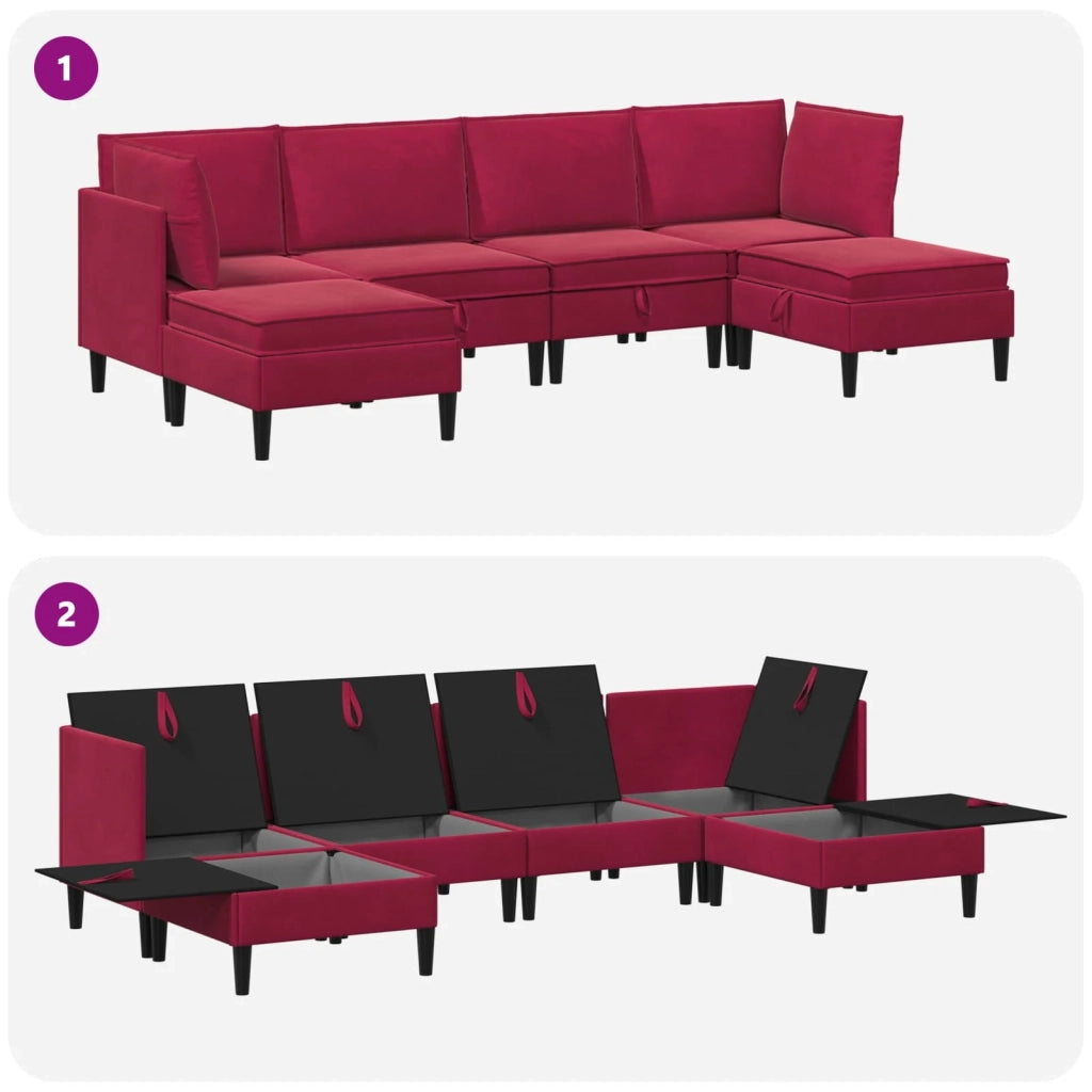 Set di mobili per il soggiorno 6 pcs Rosso Vino Velluto 3413752
