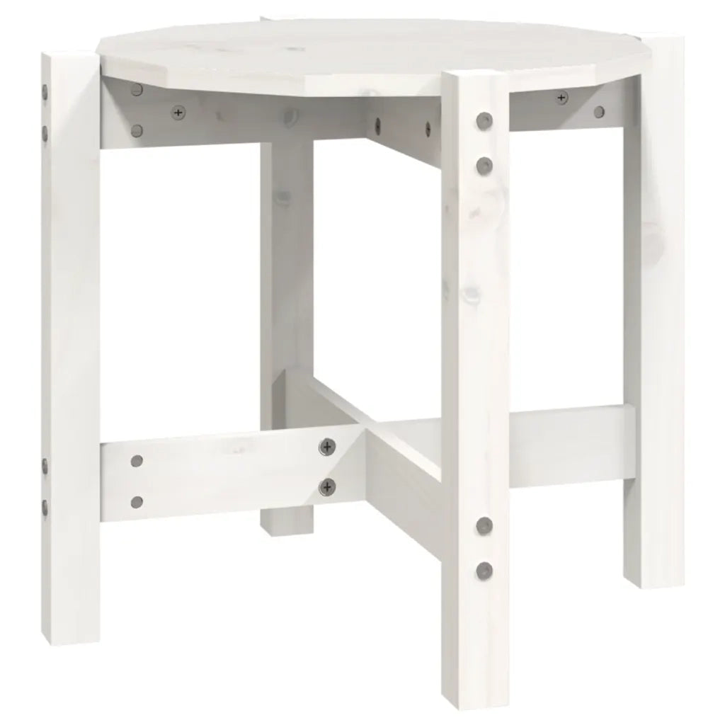 Tavolino da Salotto Bianco Ã˜ 52,5x45 cm Legno Massello di Pino cod mxl 19725