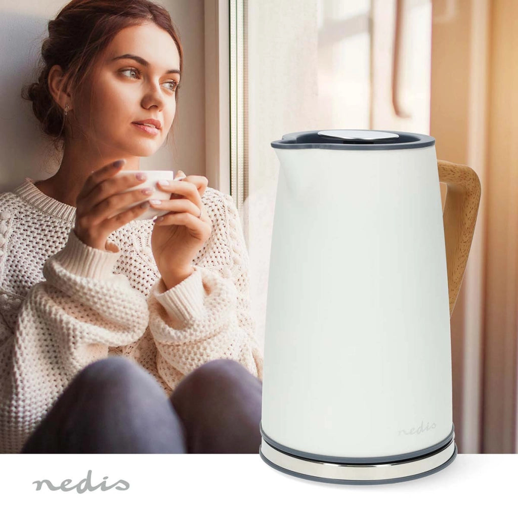 Bollitore elettrico Soft Touch da 1,7 l 2200 W con regolatore Strix Bianco Nedis