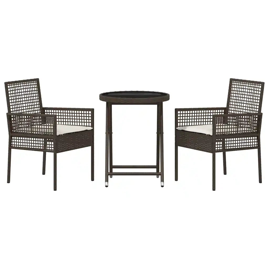 Set Bistro da Giardino 3 pz | Set Salotto da Giardino Marrone polyrattan