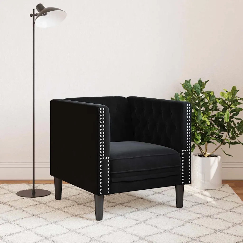 Divano Nero 74,5 x 71 x 70,5 cm Velluto 42013018