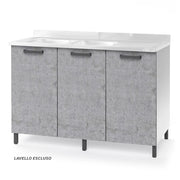 Sottolavello per cucina componibile da 120 cm con tre ante, realizzata in legno 100% MADE IN ITALY colore Cemento