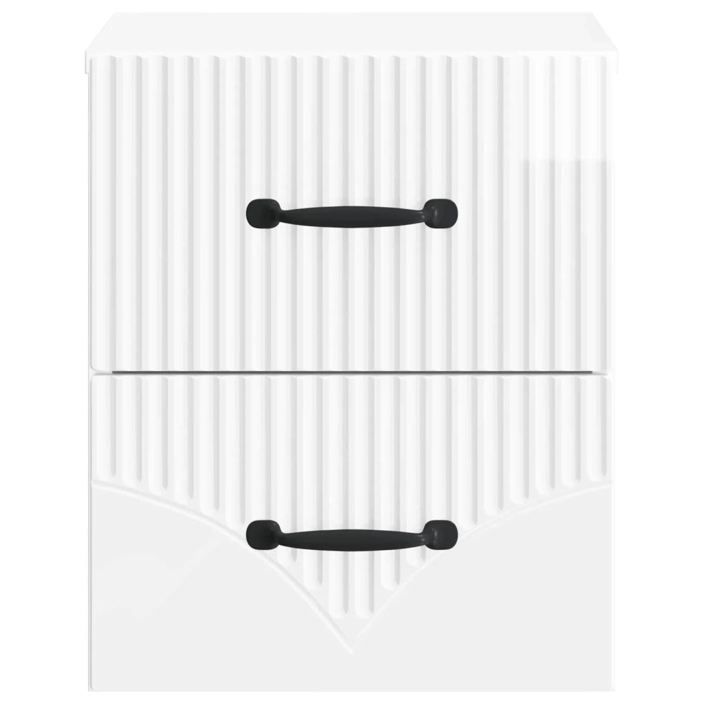 Comodino | Armadio da Notte | Mobiletto da notte a muro Bianco Lucido 34,5 x 33 x 40 cm