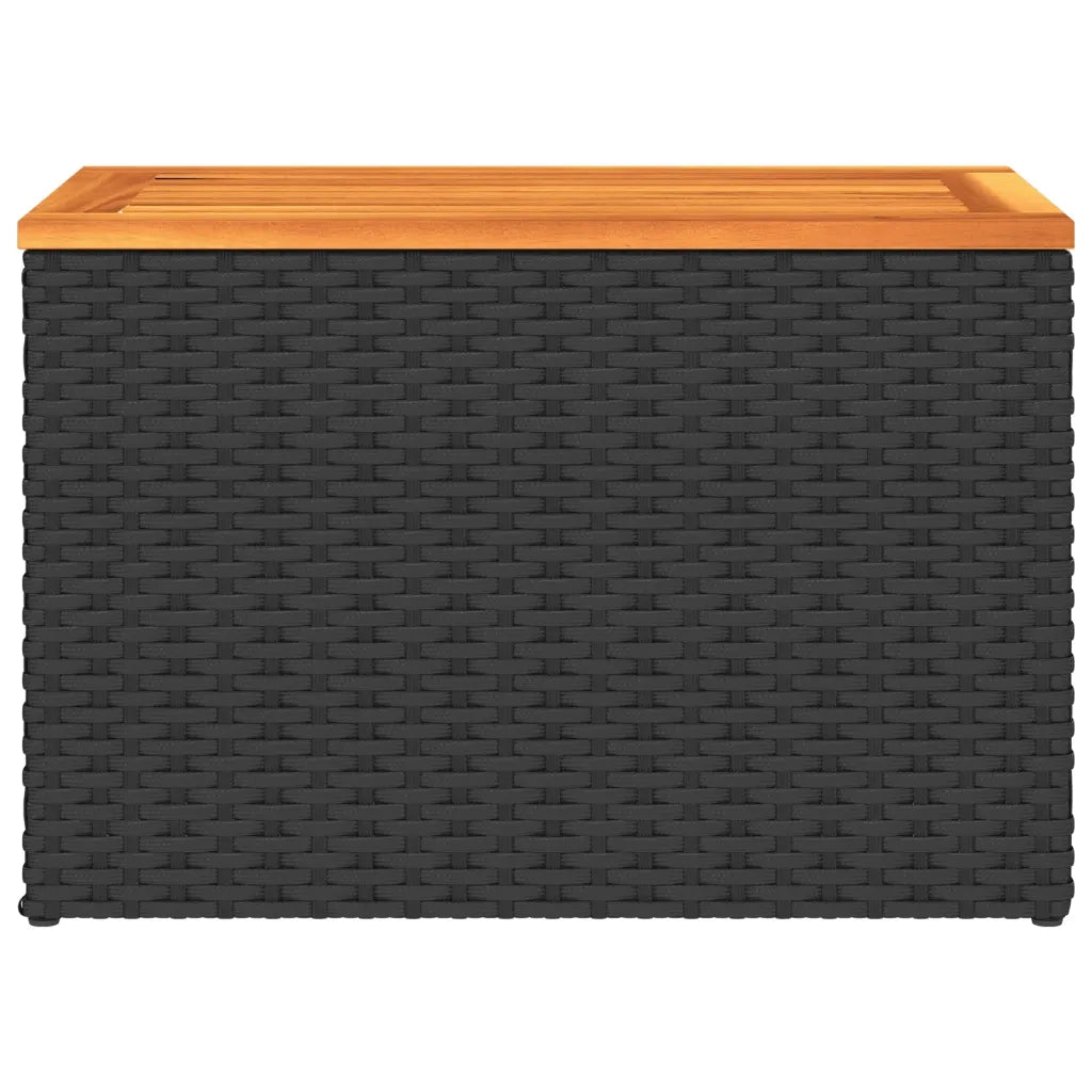 Tavolini Giardino 2 pz | Tavolino da esterno Neri 55x34x37cm Polyrattan Legno Massello