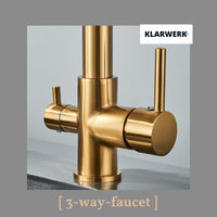 Bernd | Filtro oro opaco  3 vie gastronomia Rubinetto cucina amolla in acciaio inossidabile osmosi|Miscelatore da ristorante ruotabile 360°