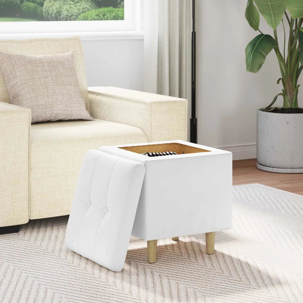 Pouf contenitore Bianco 40 x 40 x 45 cm Pelle sintetica
