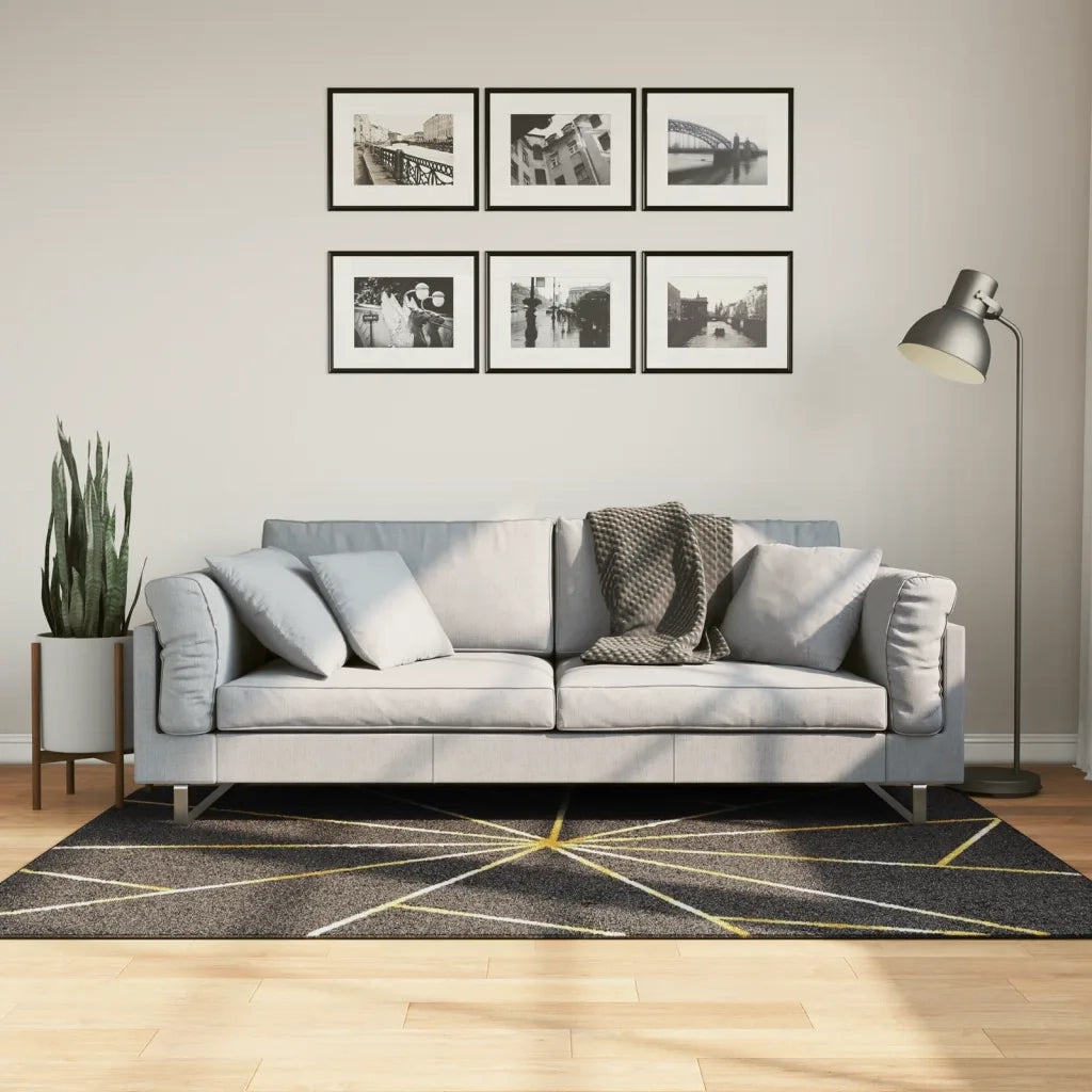 Tappeto Lavabile Nero e Oro 120x180 cm 136617